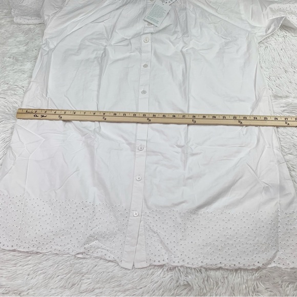 J Crew short sleeve Jolie dress in eyelet cotton poplin button front in white - Picture 11 of 12